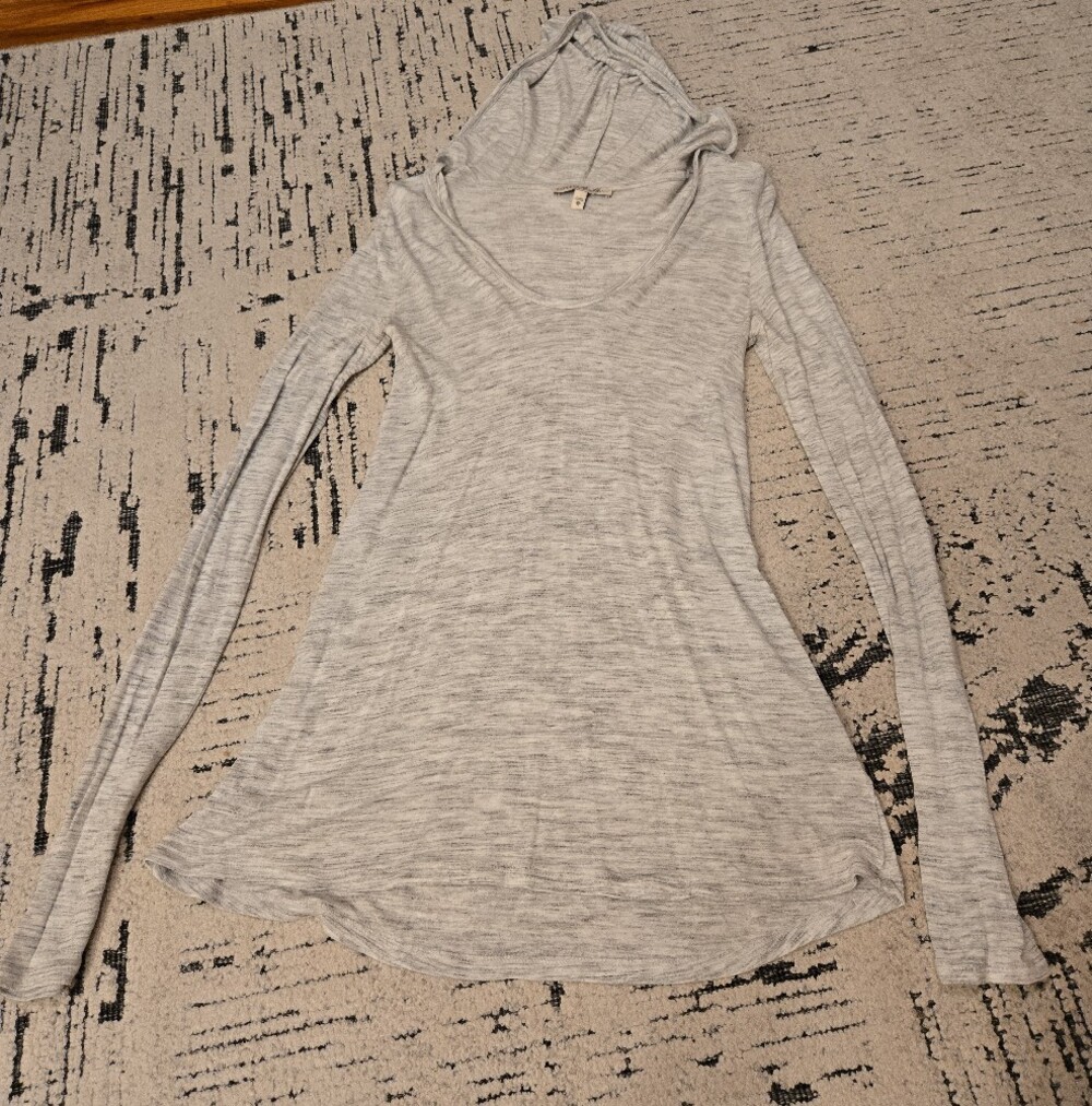 Express Light Heather Gray Long Sleeve Hooded Tunic